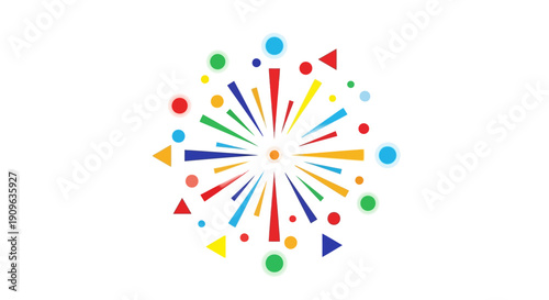 Explosion of Colorful Geometric Shapes, Celebrating Abstract Artistry and Festive Energy