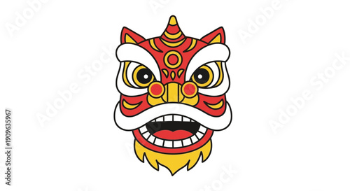 Traditional Chinese Dragon Dance Head Illustration for Festive Celebrations and Cultural Events