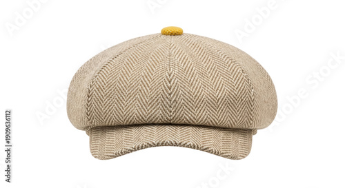 Принти на полотні Beige herringbone newsboy cap PNG isolated, vintage style hat for fashion access