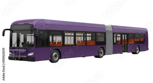 Tableau sur toile Purple articulated city bus PNG isolated on transparent background, public trans