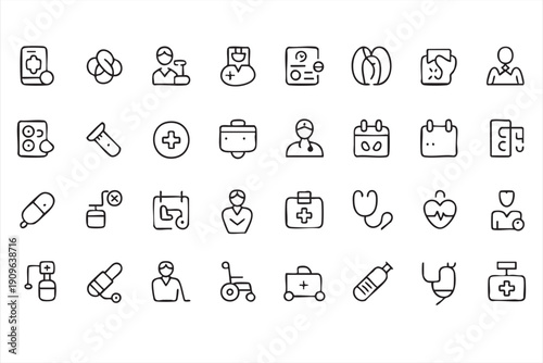 Medical equipment and emergency service vector set