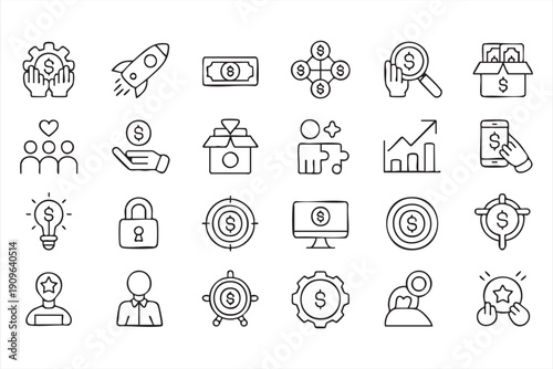 Banking capital and budget pictograms
