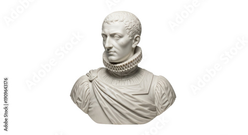 Foto Renaissance man bust isolated PNG on transparent background, sculpture of a nobl