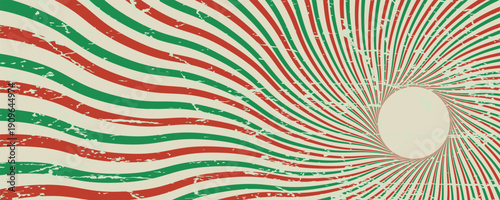 Vintage red green grunge retro circus lights background with festive swirls. Vector illustration