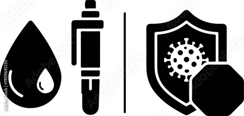 Fire safety icons set with flame extinguisher shield and gear vector illustration isolated on white background