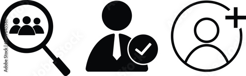 Hiring and human resources vector icon on isolated on transparent background. People search and select icon set