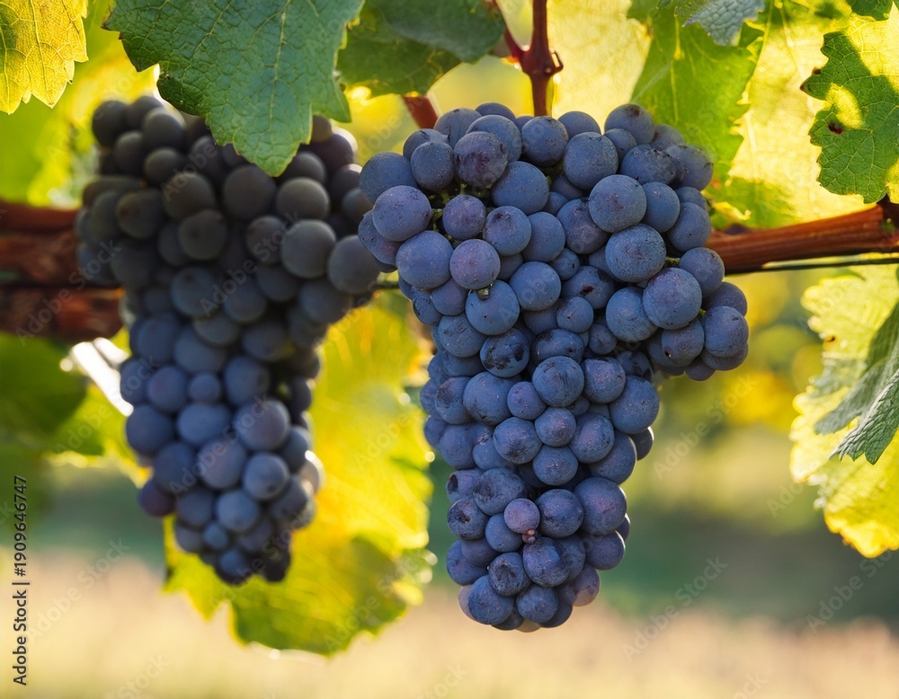 Fototapeta premium two cabernet franc grapes ripening in the vineyard