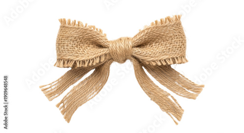 Tableau sur toile Rustic burlap bow isolated PNG on transparent background, country style decorati