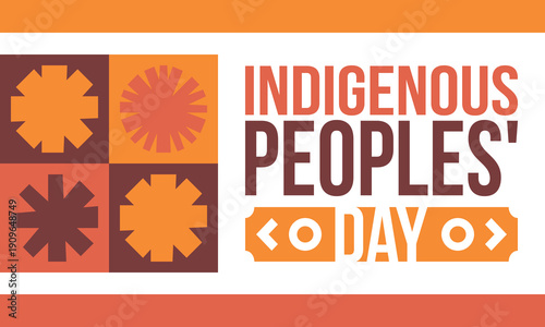 Indigenous Peoples' Day. Native American Day. American Indian culture. Heritage Month. Celebrate annual in United States. Tradition pattern. Poster, card, banner and background. Vector illustration