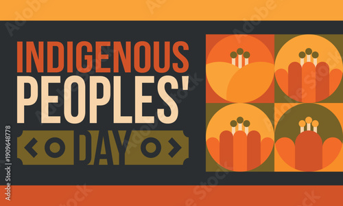 Indigenous Peoples' Day. Native American Day. American Indian culture. Heritage Month. Celebrate annual in United States. Tradition pattern. Poster, card, banner and background. Vector illustration
