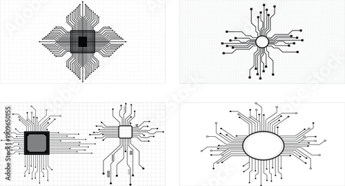 Set of high tech circuit board texture. 