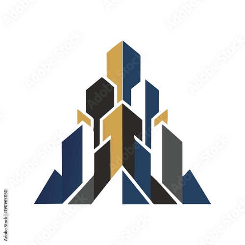 Abstract Geometric Real Estate Growth Illustration, Luxury Investment Vector, Modern Business Progress Design