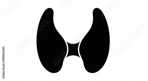 Black illustration depicts thyroid gland organ