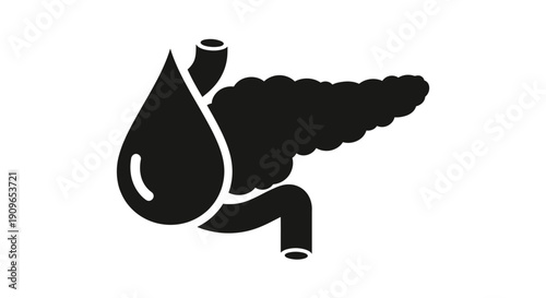 Black illustration of a human liver and gallbladder 4y7