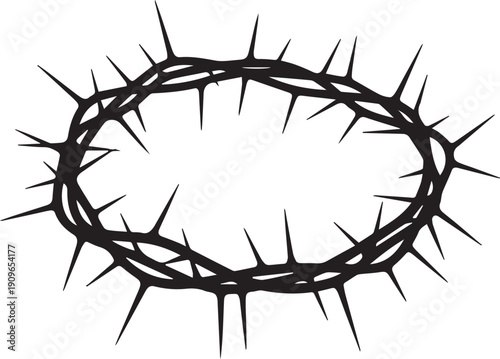 Crown of thorns vector silhouette illustration, line art christian religious symbol
