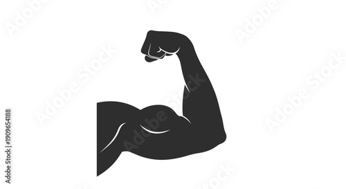 A flexed arm silhouette displaying strength and power in a simple illustration style