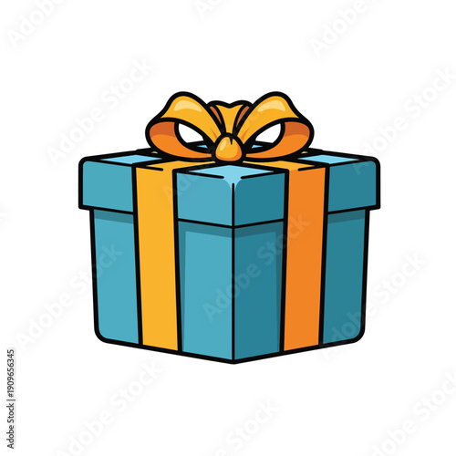 Gift box with ribbon and bow illustration on a clean background