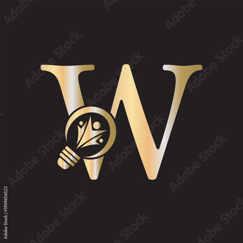 Initial Light Bulb Graduation Logo combine with letter W vector template