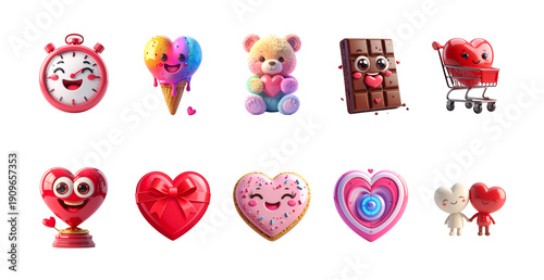 Collection of Various Cute Pixel Art Valentines Day Icons