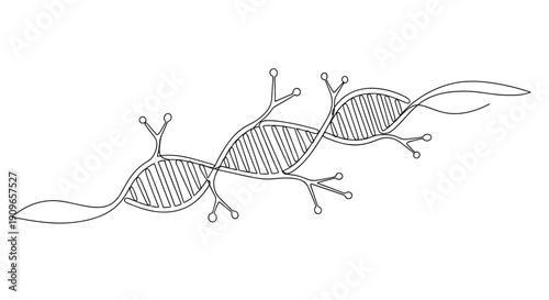 Abstract dna structure with branching molecular extensions. no editable stroke