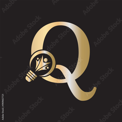 Initial Light Bulb Graduation Logo combine with letter Q vector template