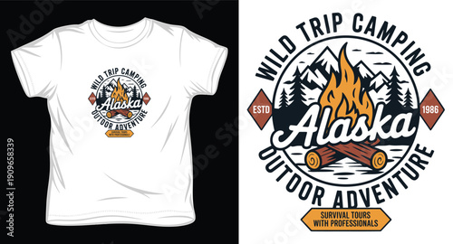 Alaska wild trip camping outdoor adventure circle badge graphic