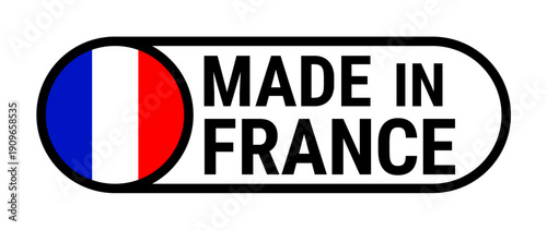 made in france french made flag colors logo symbol vector isolated on transparent background