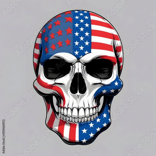 a vector image of a patriotic skull design adorned