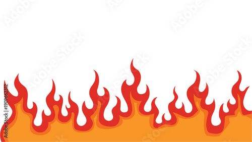 Fire flame border, dynamic red and orange vector graphic for hot designs, energy, and danger concepts