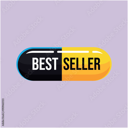 A colorful capsule with best seller text displayed on its surface