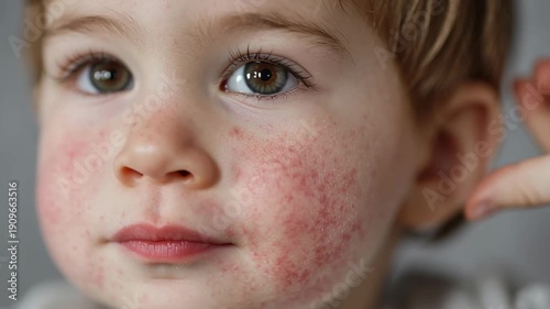 Close Up of Child with Red Skin Rash on Cheek
