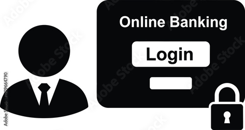 Online banking login interface with secure lock