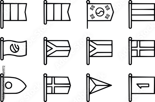 International Flag Symbols Set  Country Flags with Poles and PennantsInternational Flag Symbols Set Country Flags with Poles and Pennants