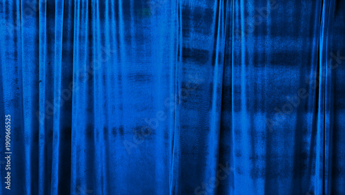 Fotografía Luxurious Royal Blue Velvet Fabric Texture with Elegant Vertical Folds and Drapes, Deep Cobalt Satin Curtain Background for Theater Stage Backdrop, Interior Design Textile and Fashion Sample