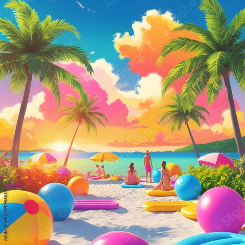 Vibrant colored summer background with warm sunny