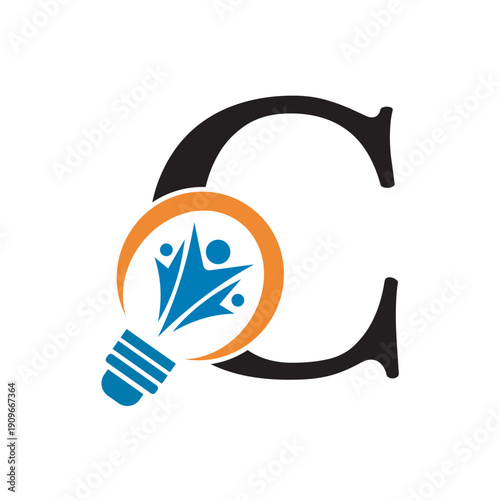 Initial Light Bulb Graduation Logo combine with letter C vector template