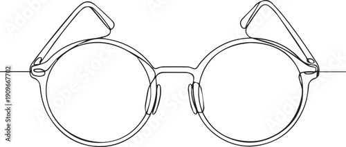 Simple line drawing of a pair of round eyeglasses or spectacles