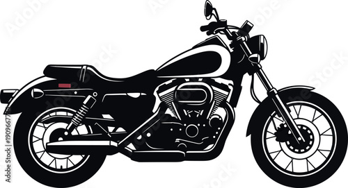 Black And White Motorcycle Side View Silhouette