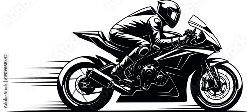 Black And White Sport Motorcycle Silhouette