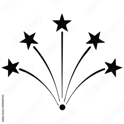 Two firework bursts in black and white stylized designs with intricate detailing silhouette
