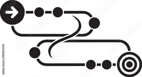 Strategic planning process flowchart icon for business and management