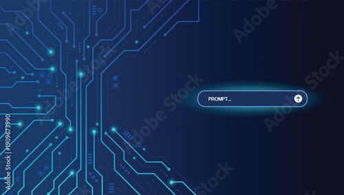 Digital prompt interface background, futuristic cyber technology, secure data connection concept, modern system illustration