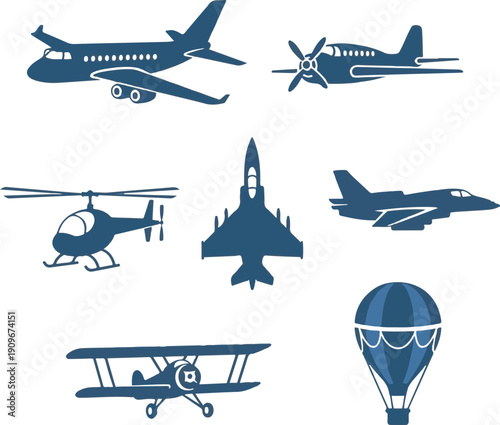 Collection of various aircraft and air vehicles