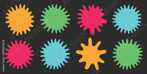 A colorful illustration of vibrant, spiky shapes on a dark background