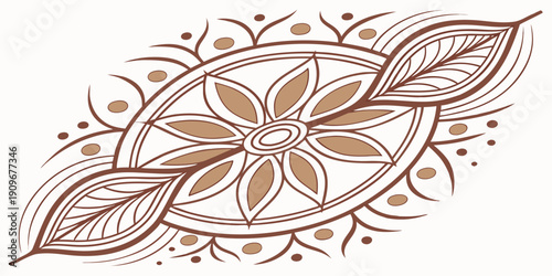 Intricate and elegant floral design with symmetrical patterns and golden hues