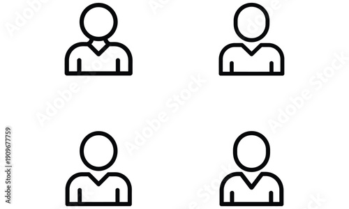 User profile line icon set with person avatar symbol isolated on white background

