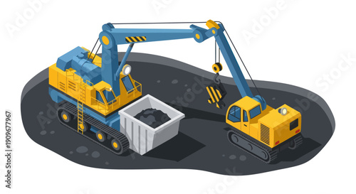 Heavy machinery construction equipment vector illustration.
