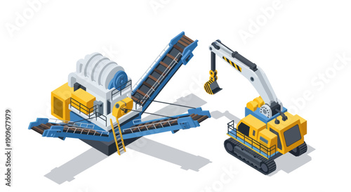 Heavy machinery equipment for construction and mining operations.