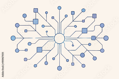 Organizational Communication Network and Neural Pathway Structure illustration