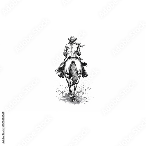 Wallpaper Mural Cowboy Riding Horse – Back View Vector Illustration Torontodigital.ca